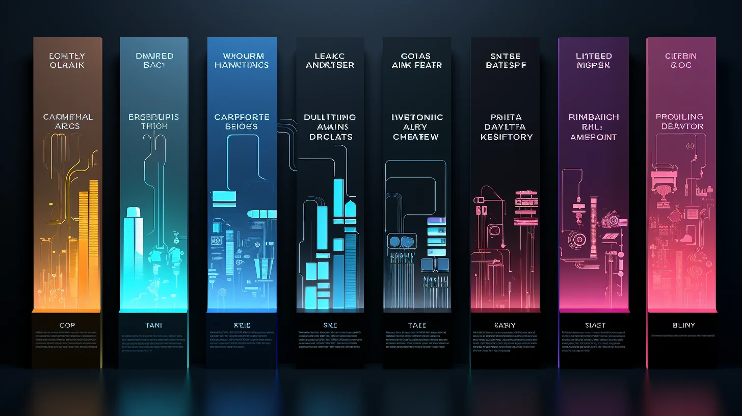 Seccions que presenten termes relacionats amb la tecnologia. Una representació visual de diversos conceptes tecnològics.