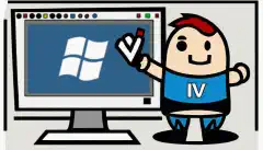 Una imatge de dibuixos animats d'una persona que sosté una memòria USB amb un logotip de Windows i una marca de verificació, davant d'una pantalla d'ordinador amb un logotip de Windows.