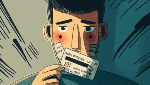 Una persona sosté una targeta de crèdit al costat d'un símbol de cadenat, que representa el control sobre les funcions de la targeta de pagament.
