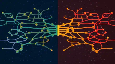 Una il·lustració simbòlica que mostra la connexió fluida entre els protocols ARP i NDP.