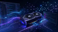 Il·lustració d'un entorn de programació d'IA local, amb una GPU NVIDIA RTX 4060 Ti envoltada de fluxos de dades lluminosos i fragments de codi sobre un fons fosc.